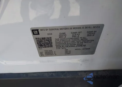 2019 GMC Terrain Slt z USA, uszkodzony, nr VIN 3GKALVEX9KL250670